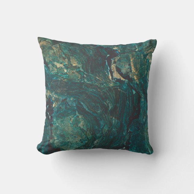 Dark green marble: luxurious texture. throw pillow (Front)
