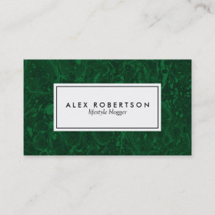 Dark green marble malachite business card