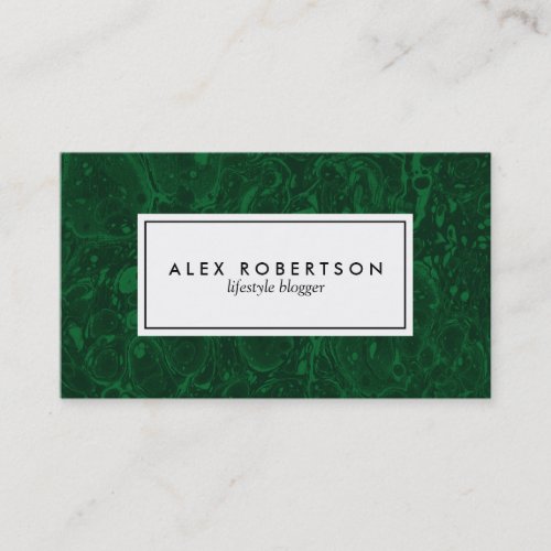 Dark green marble malachite business card