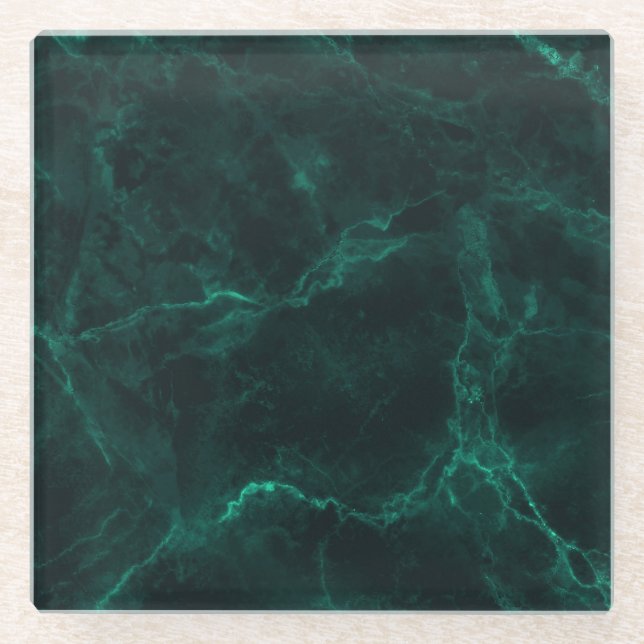 Dark green marble, seamless texture. glass coaster (Front)