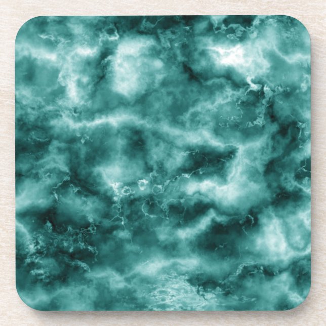 Dark Green Marble Texture Beverage Coaster (Front)