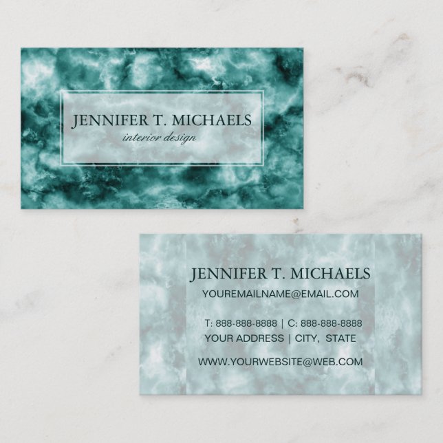 Dark Green Marble Texture Business Card (Front/Back)