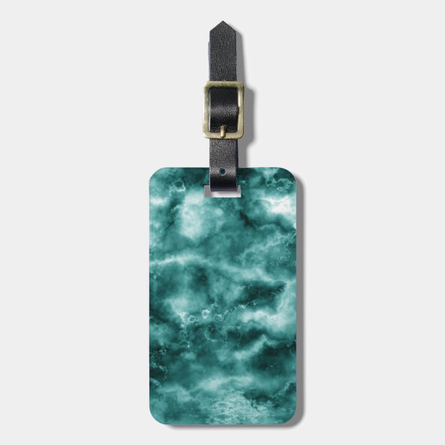 Dark Green Marble Texture Luggage Tag (Front Vertical)