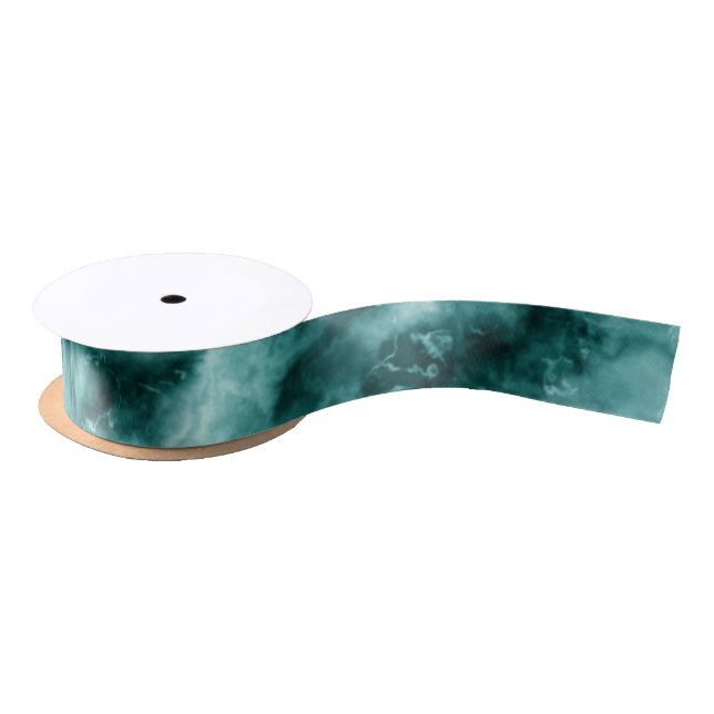 Dark Green Marble Texture Satin Ribbon (Spool)