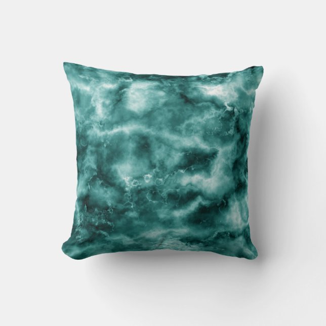 Dark Green Marble Texture Throw Pillow (Front)