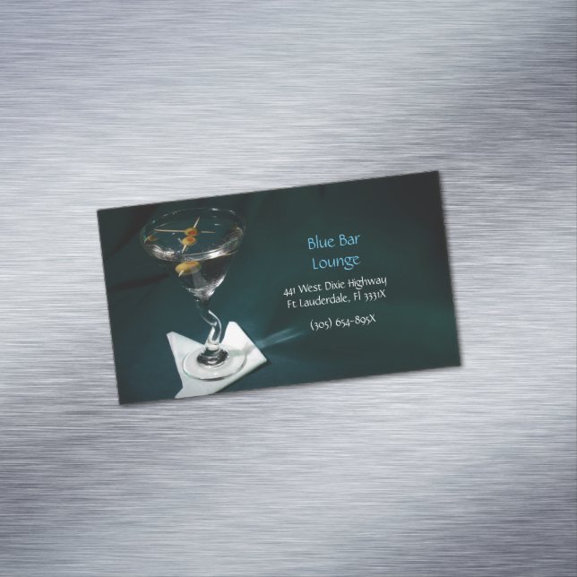  Dark Green Martini Bar & Lounge Business Card Magnet (In Situ)