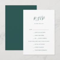 Dark Green Menu Choice RSVP Card