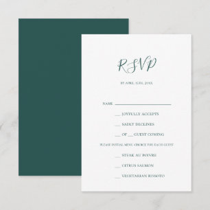 Dark Green Menu Choice RSVP Card