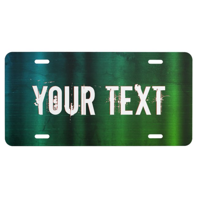 Dark Green Metal Abstract Design License Plate (Front)