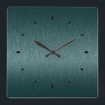 Dark Green Metallic Design Brushed Steel Look Square Wall Clock<br><div class="desc">The elegant,  simple image of a metallic dark-green brushed steel look(design is all image and not any metallic finish). Many colors are available,  but any color in this design can be requested by emailing the designer.</div>
