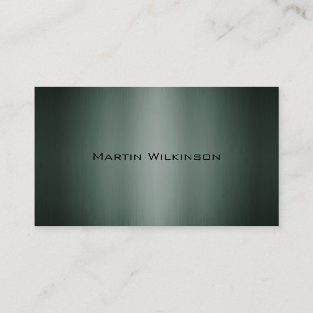 Dark green metallic shine plate style business card (Front)