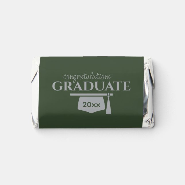 Dark Green Mini Chocolate Graduation Cap Favor (Front)