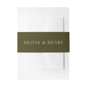 Dark Green Minimal Moody Chic Elegant Typography Invitation Belly Band