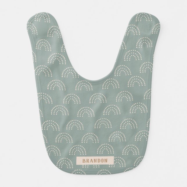 Dark Green Minimal rainbow baby  Baby Bib (Front)