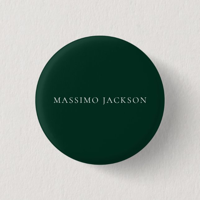 Dark Green Minimalist Plain Modern Aesthetic Look Button (Front)
