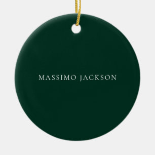 Dark Green Minimalist Plain Modern Aesthetic Look Ceramic Ornament