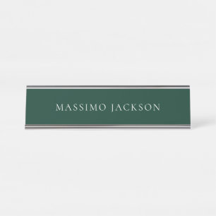 Dark Green Minimalist Plain Modern Aesthetic Look Desk Name Plate