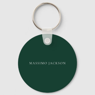 Dark Green Minimalist Plain Modern Aesthetic Look Keychain