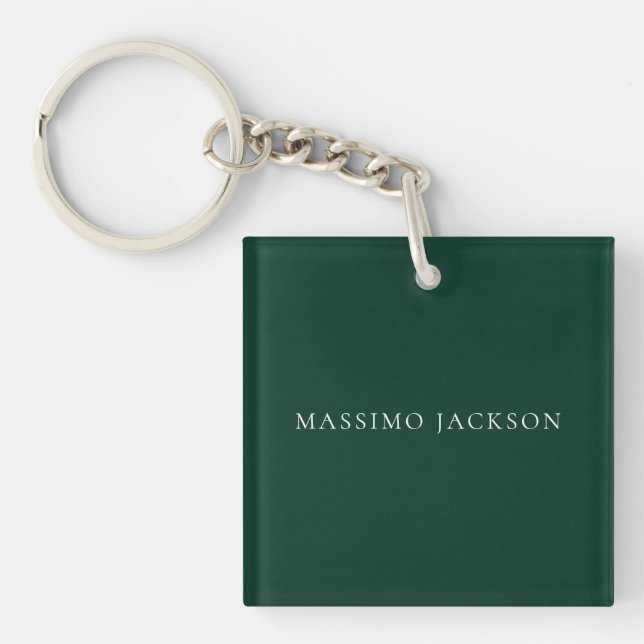 Dark Green Minimalist Plain Modern Aesthetic Look Keychain (Front)