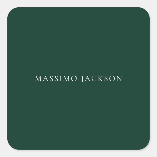 Dark Green Minimalist Plain Modern Aesthetic Look Square Sticker (Front)