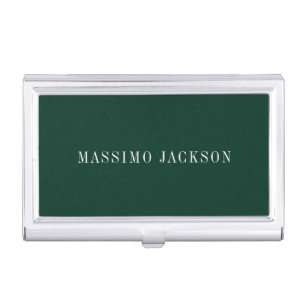 Dark Green Minimalist Plain Modern Business Card Case