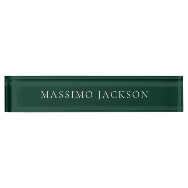 Dark Green Minimalist Plain Modern  Desk Name Plate (Front)