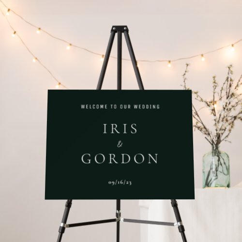 Dark Green Minimalistic Wedding Welcome Sign