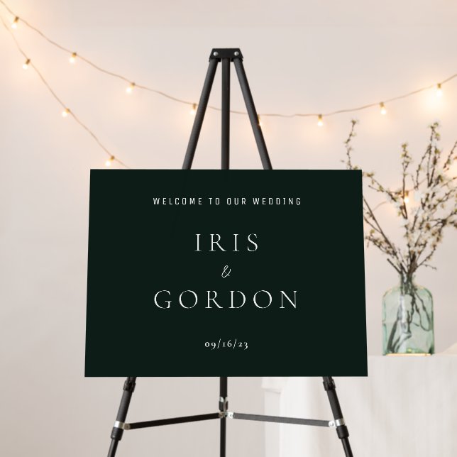 Dark Green Minimalistic Wedding Welcome Sign (In Situ (Stand))