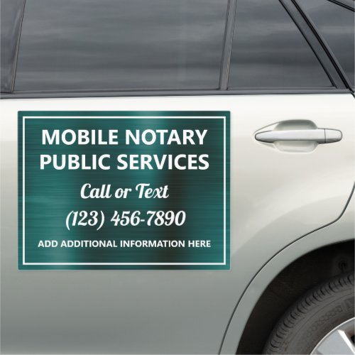 Dark Green Mobile Notary Service Car Magnet
