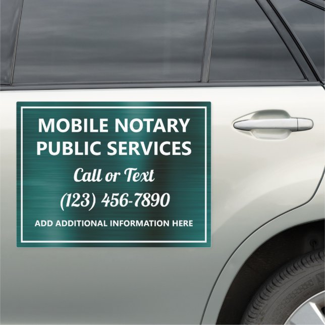 Dark Green Mobile Notary Service Car Magnet (In Situ)
