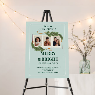 Dark Green Modern Family Photo Christmas Foam Board
