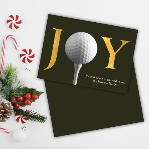 Dark Green Modern Golf Joy  Peace Christmas Holiday Card