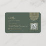 Dark Green Modern Monogram QR code social media Business Card