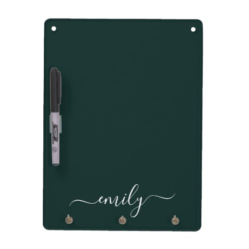 Dark Green Modern Script Monogram Name  Dry Erase Board