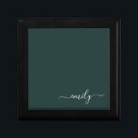 Dark Green Modern Script Monogram Name Gift Box<br><div class="desc">Dark Green Simple Script Monogram Name. This makes the perfect sweet 16 birthday,  wedding,  bridal shower,  anniversary,  baby shower or bachelorette party gift for someone that loves glam luxury and chic styles.</div>