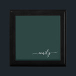 Dark Green Modern Script Monogram Name Gift Box<br><div class="desc">Dark Green Simple Script Monogram Name. This makes the perfect sweet 16 birthday,  wedding,  bridal shower,  anniversary,  baby shower or bachelorette party gift for someone that loves glam luxury and chic styles.</div>