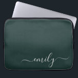 Dark Green Modern Script Monogram Name Laptop Sleeve<br><div class="desc">Dark Green Simple Script Monogram Name. This makes the perfect sweet 16 birthday,  wedding,  bridal shower,  anniversary,  baby shower or bachelorette party gift for someone that loves glam luxury and chic styles.</div>