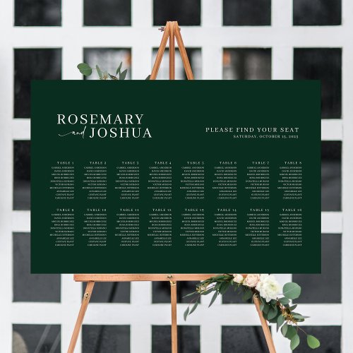 Dark Green Modern Seating Chart Find Your Seat Foam Board