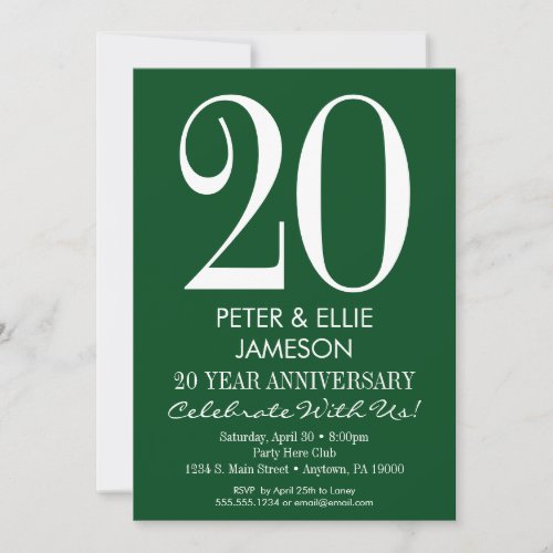 Dark Green Modern Simple Anniversary Invitations