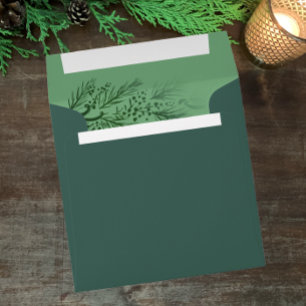 Dark Green Modern Simple Unique Greenery Christmas Envelope