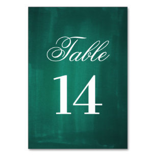 Dark green modern table number. Emerald wedding Table Number