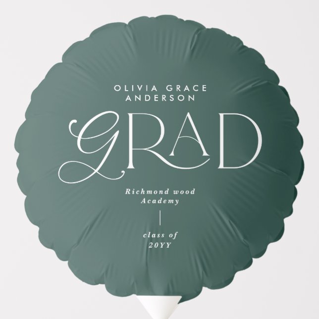 Dark green modern typography minimal elegant balloon (Front)