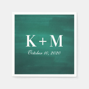 Dark green modern wedding. Simple elegant emerald Napkins