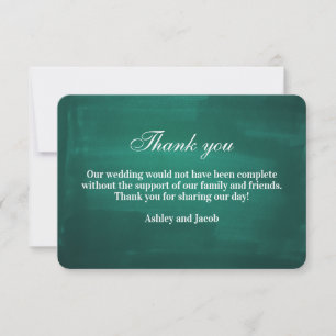 Dark green modern wedding. Simple elegant emerald Thank You Card