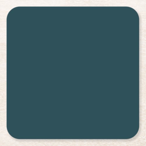 Dark Green Monochrome Solid Color Elegant Budget Square Paper Coaster