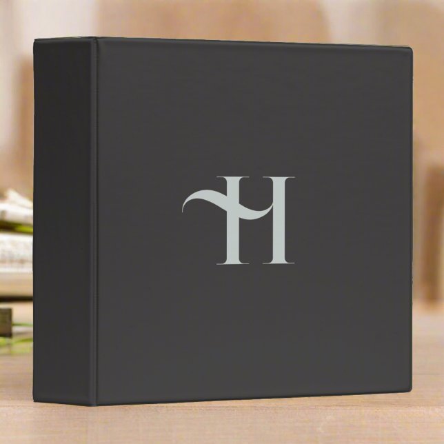 Dark Green Monogram Initial Name Typography Script 3 Ring Binder (Creator Uploaded)
