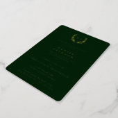 Dark Green Monogram + Laurel Wreath Graduation Foil Invitation (Rotated)