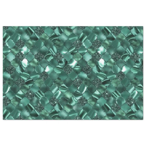 Dark Green Moroccan Quatrefoil Pattern Tissue Paper