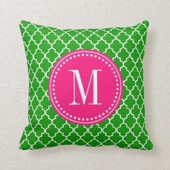 Dark Green Moroccan Tiles Lattice Personalized Throw Pillow by Jujulili at Zazzle