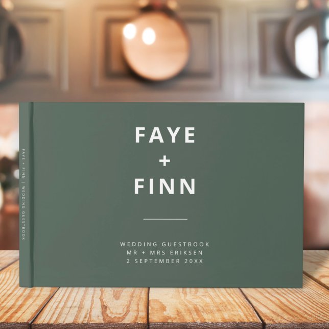 Dark Green | Moss Minimalist Scandi Modern Wedding Guest Book (Creator Uploaded)